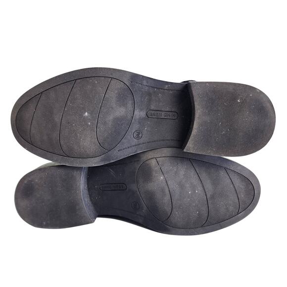 Nine West Womens Studey Lace Up Wingtip Loafers Size 9 Black Glossy Faux Leather - Picture 10 of 10